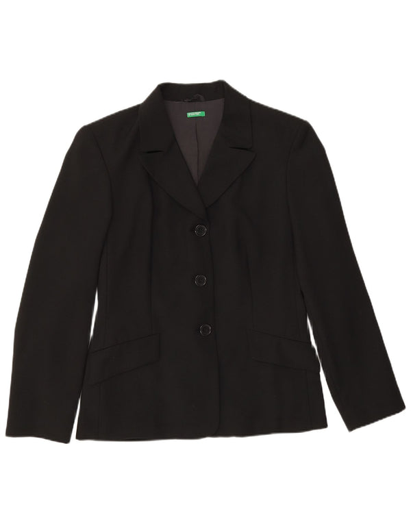 Giacca Blazer a 3 Bottoni da Donna Benetton IT 42 Medio Nero Poliestere