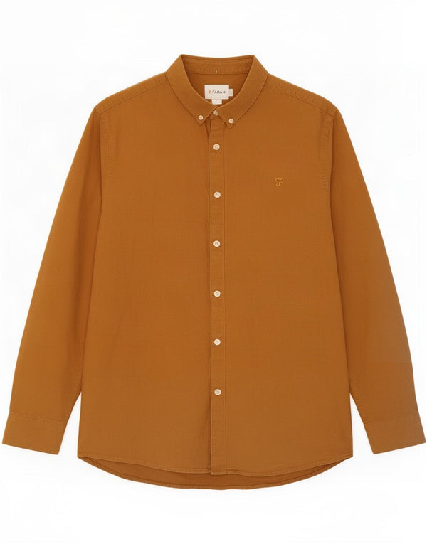 Farah Camicia slim fit da uomo grande marrone cotone