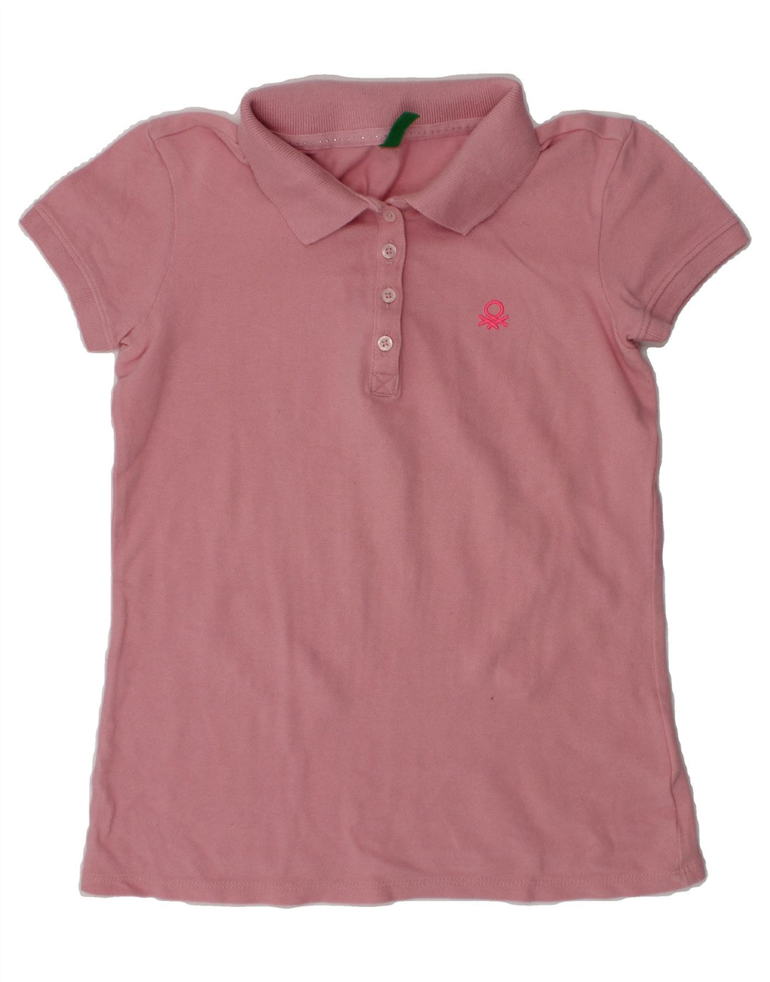 BENETTON Girls Polo Shirt 8-9 Years Large  Pink Cotton | Vintage Benetton | Thrift | Second-Hand Benetton | Used Clothing | Messina Hembry 