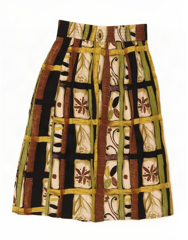 Gonna svasata da donna vintage XL W32 in viscosa floreale multicolore