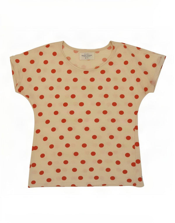 T-shirt da donna Zara Top UK 12 a pois bianco sporco medio