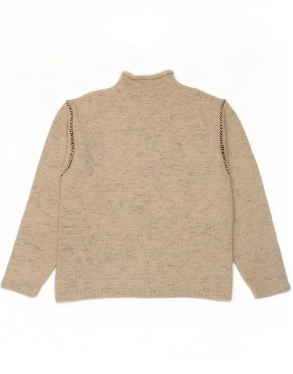 Maglione vintage da uomo con collo dolcevita, grande beige screziato