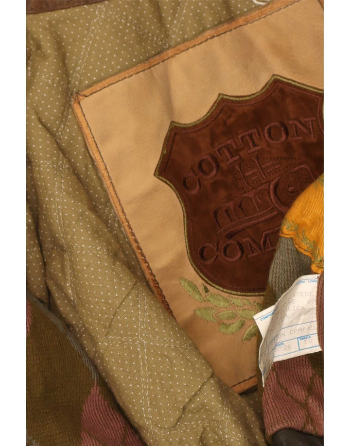 Giacca vintage da uomo in ecopelle IT 50 grande poliestere kaki