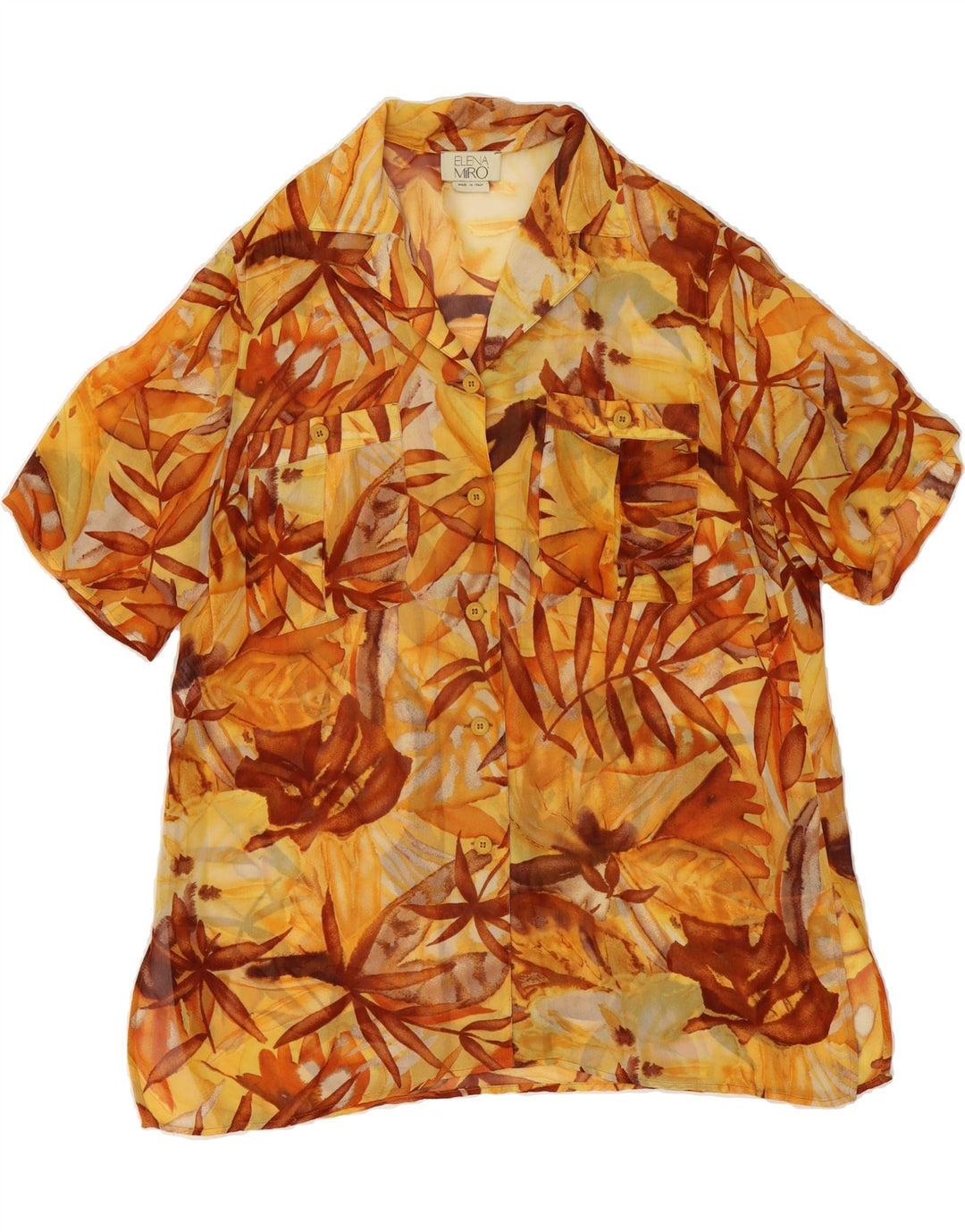 ELENA MIRO Womens Oversized See Through Shirt Blouse UK 16 Large  Yellow Vintage ELENA MIRO and Second-Hand ELENA MIRO from Messina Hembry 