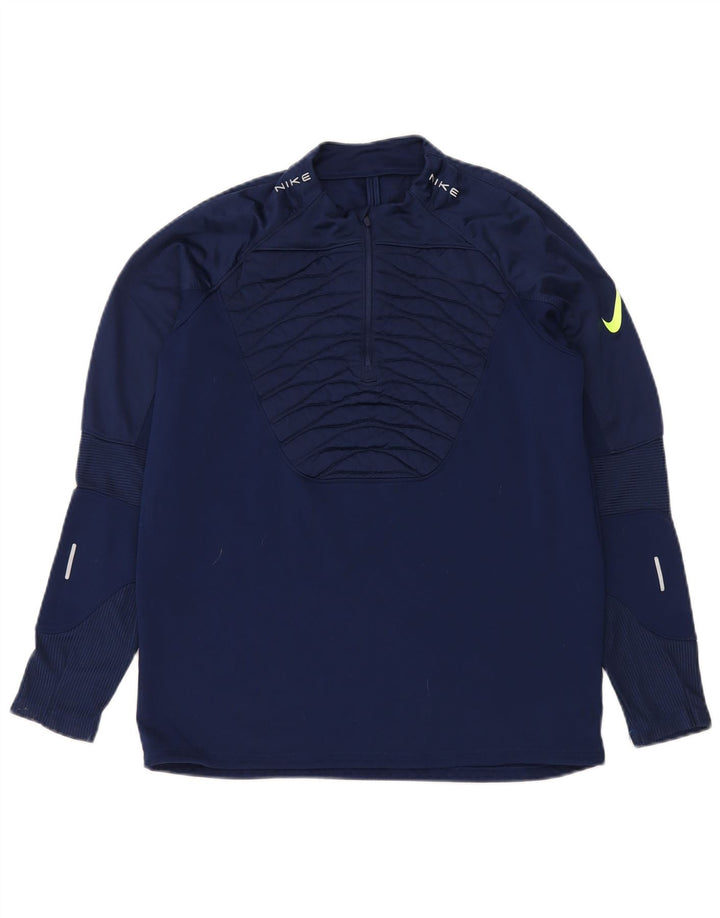 Top da tuta Nike da uomo con zip e collo in poliestere medio blu navy