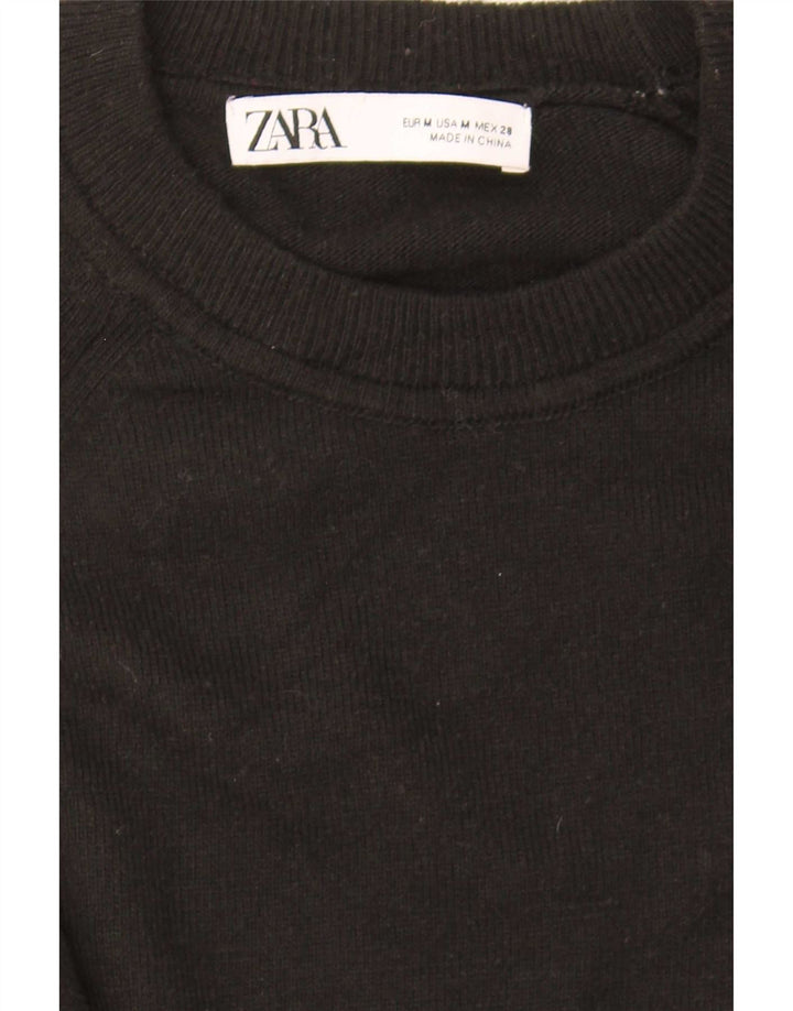 Maglione corto girocollo oversize da donna Zara UK 14 medio nero