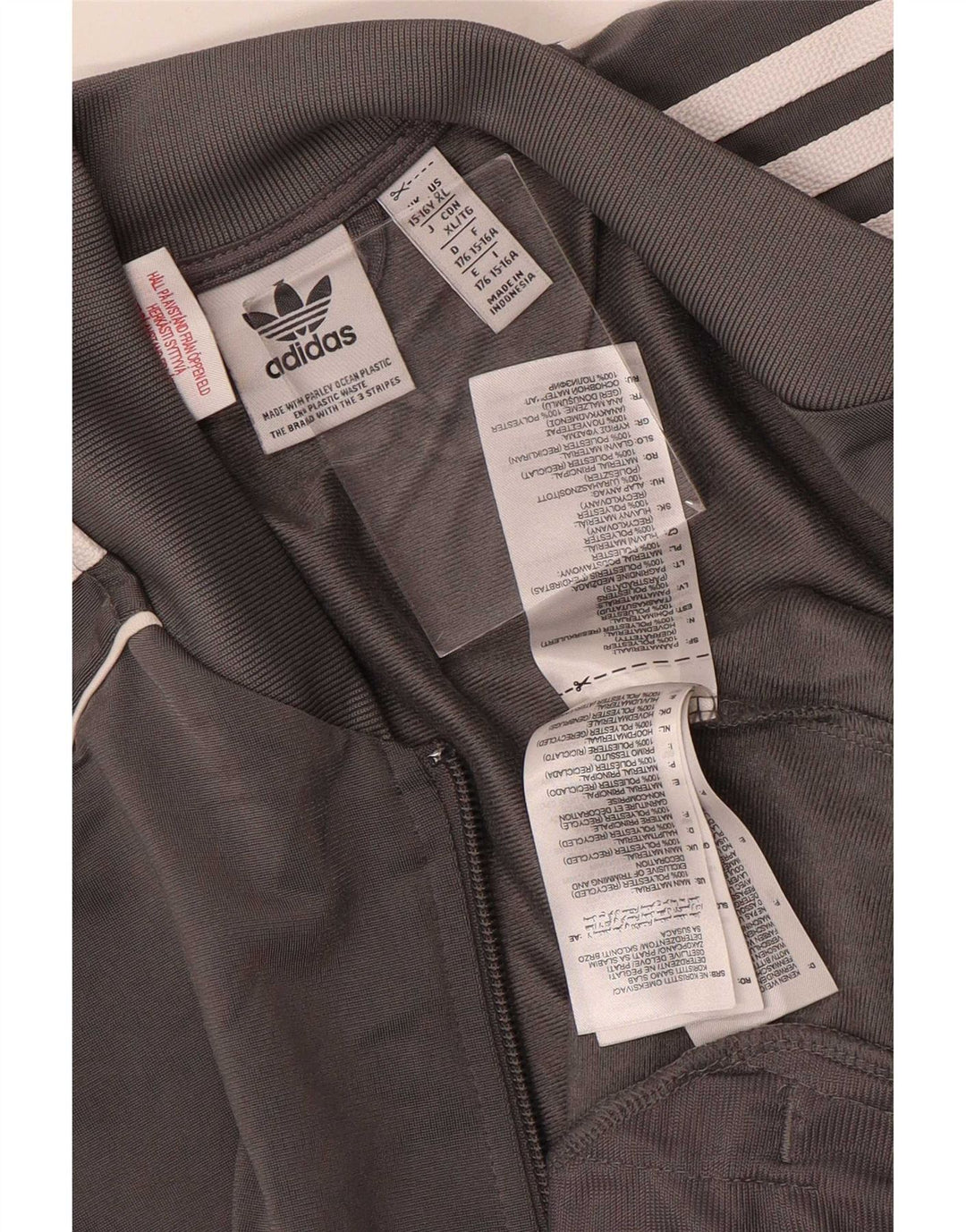 Giacca Top della tuta da ragazzo Adidas 15-16 anni in poliestere grigio
