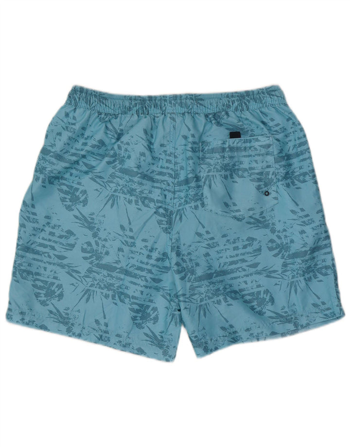 Costume da bagno da uomo vintage, taglia L, floreale blu, poliestere