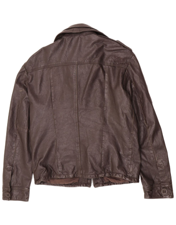 Giacca in pelle militare da uomo Superdry UK 42 XL Marrone