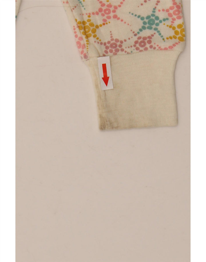 Felpa da donna Eddie Bauer maglione UK 12 medio bianco sporco geometrico