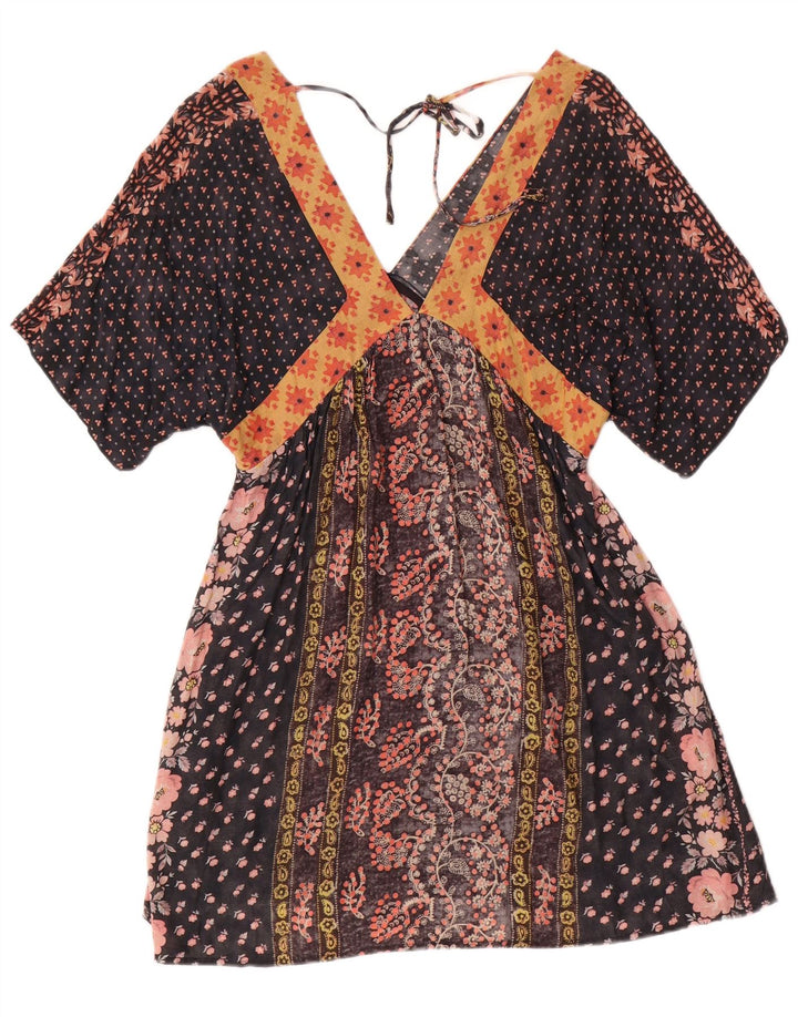Abito caftano da donna Zara UK 12 medio nero floreale