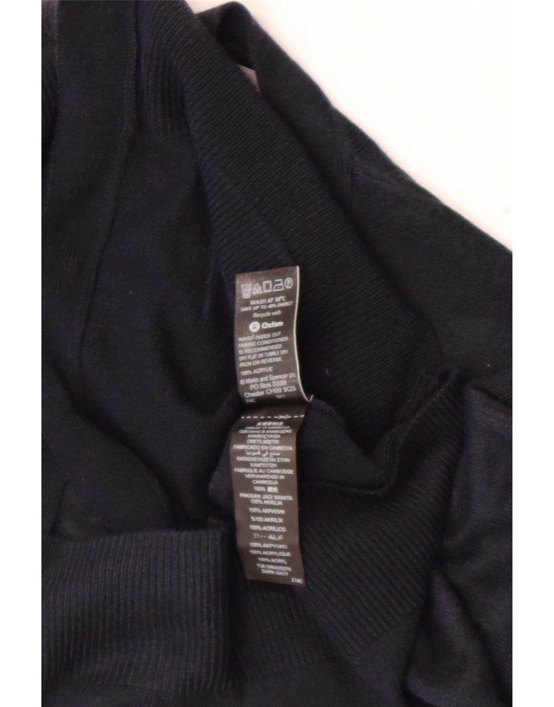 Maglione cardigan corto da donna Marks & Spencer UK 12 medio blu navy acrilico