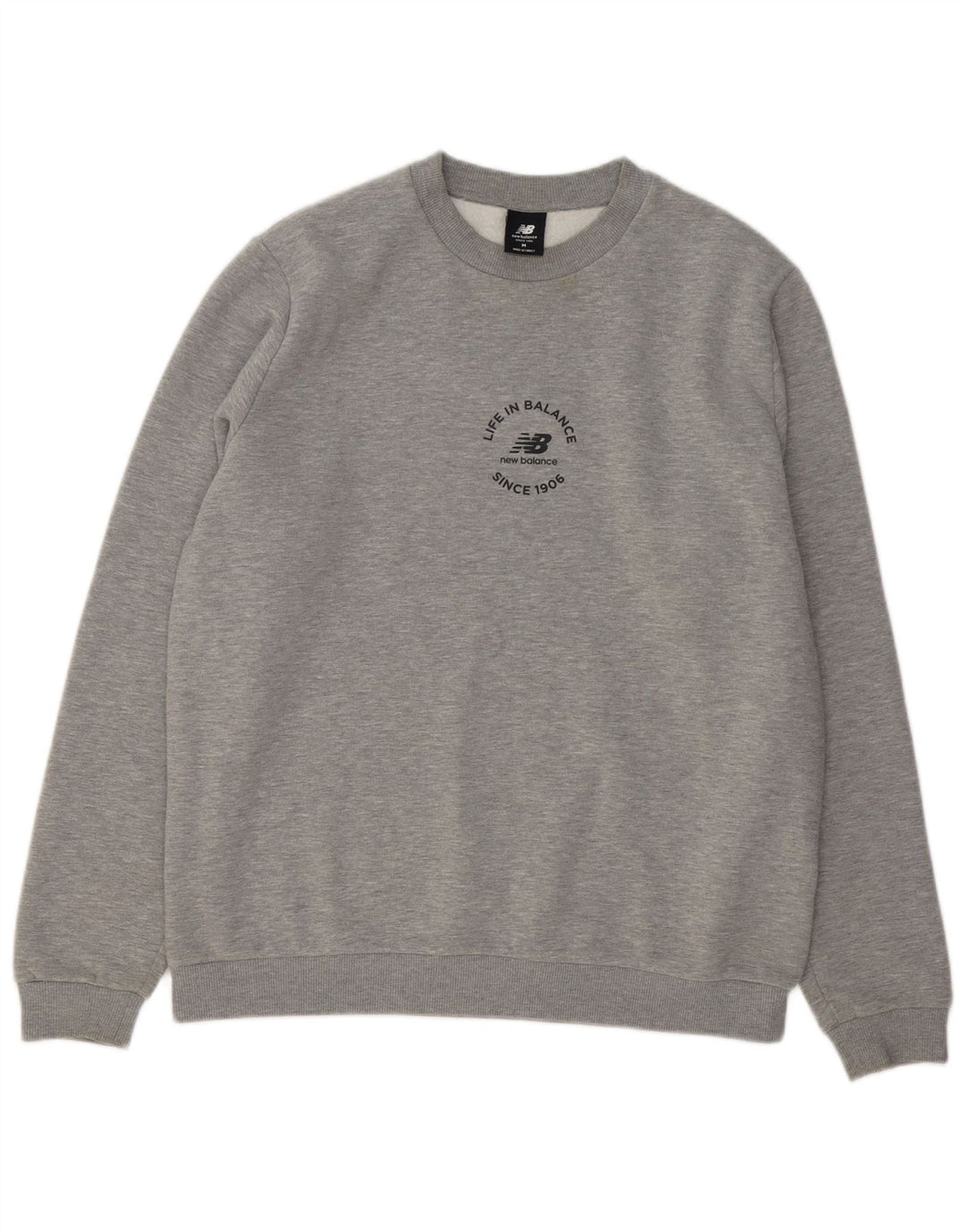 Felpa da uomo New Balance in cotone grigio medio