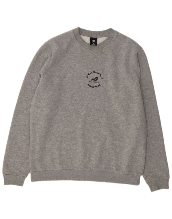 Felpa da uomo New Balance in cotone grigio medio