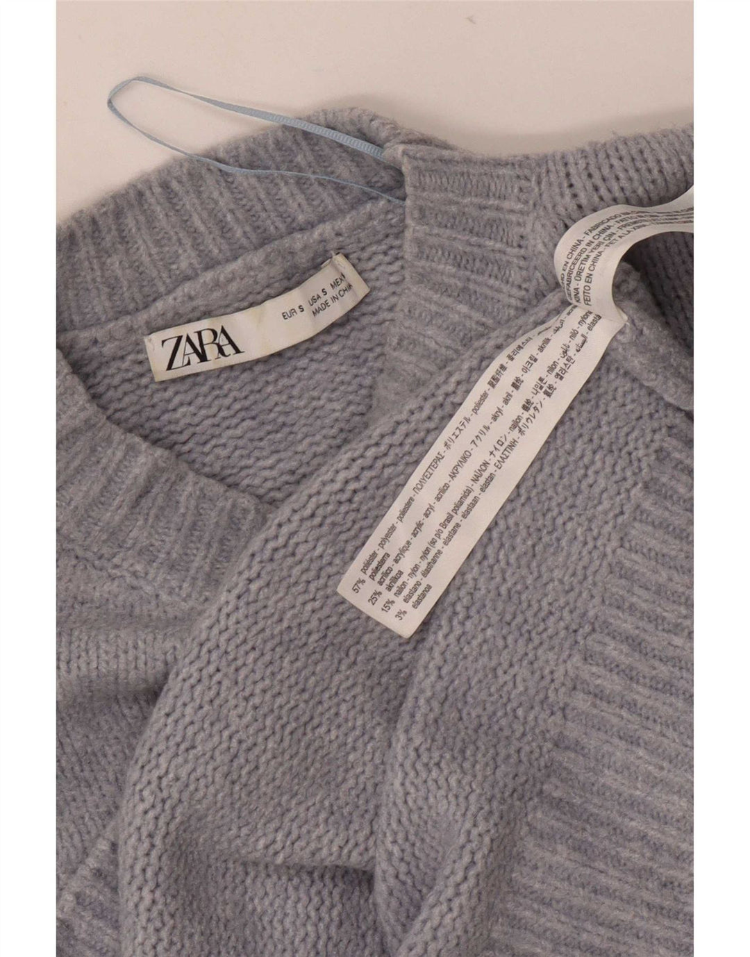 Maglione girocollo oversize da donna Zara UK 10 piccolo poliestere blu