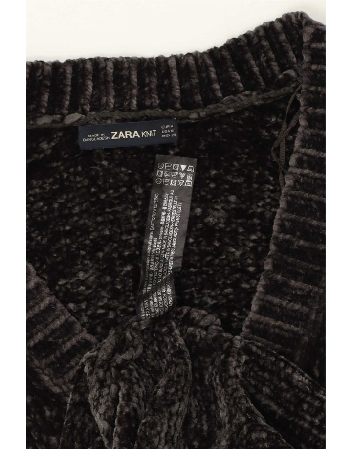 Maglione Zara da donna oversize con scollo a V e maniche a 3/4 UK 14 Grigio medio