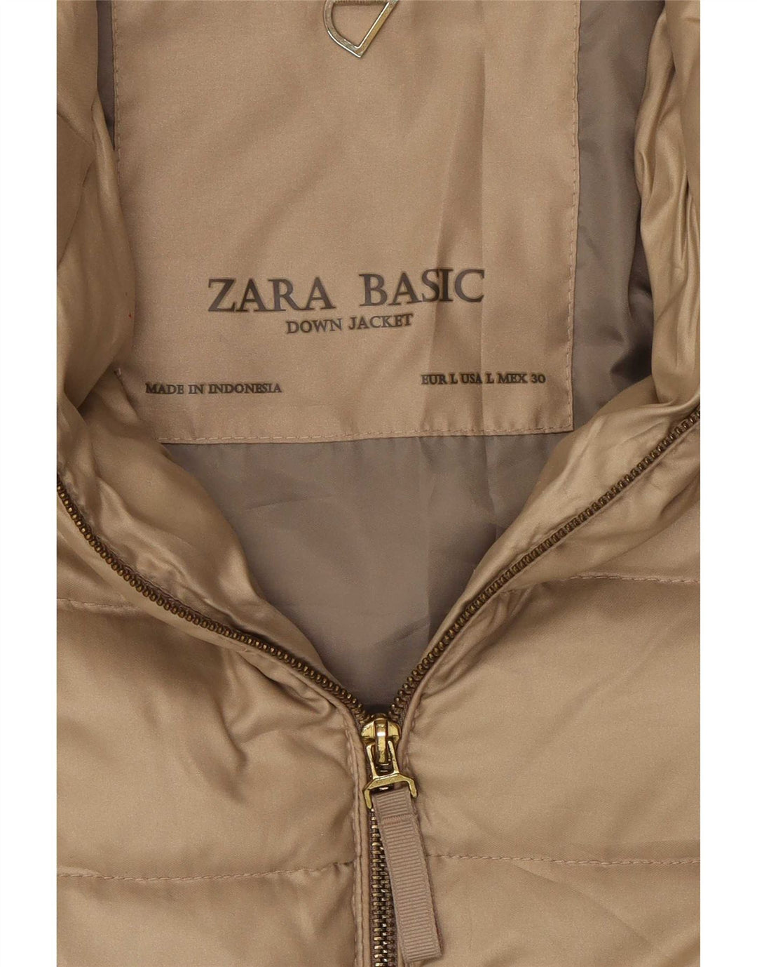 Giacca imbottita da donna Zara UK 16 grande poliestere beige