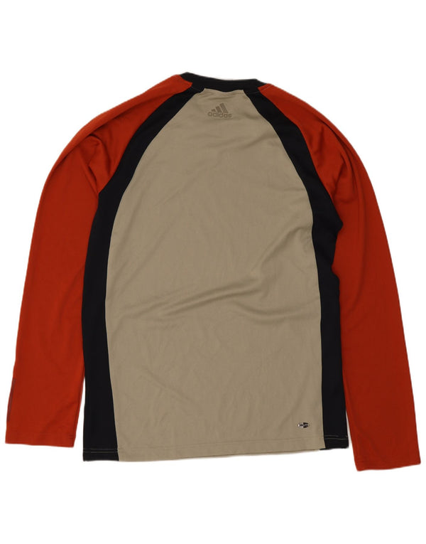 Adidas Maglietta grafica da uomo a maniche lunghe piccola in poliestere color block beige
