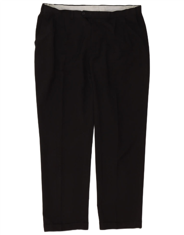 Pantaloni da abito con pegging da uomo Marks & Spencer W40 L33 poliestere nero