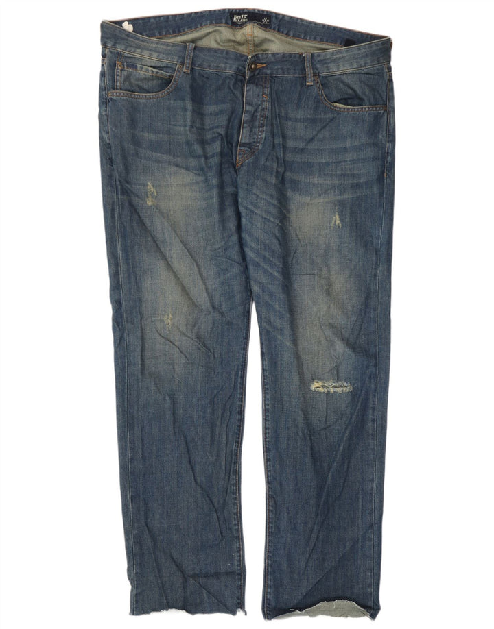 Jeans dritti invecchiati da uomo Rifle W42 L31 in cotone blu