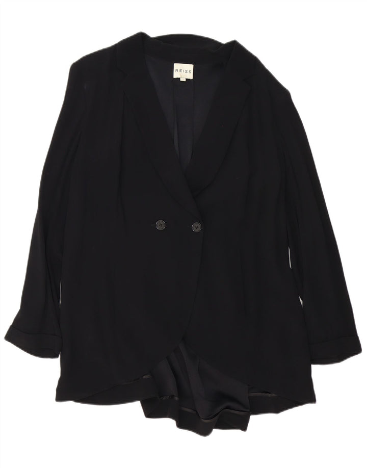 Cappotto doppiopetto oversize da donna Reiss UK 10 piccolo in viscosa nera
