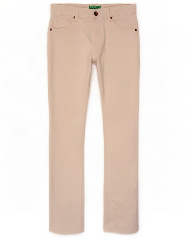 Jeans slim da donna Benetton W30 L32 cotone bianco