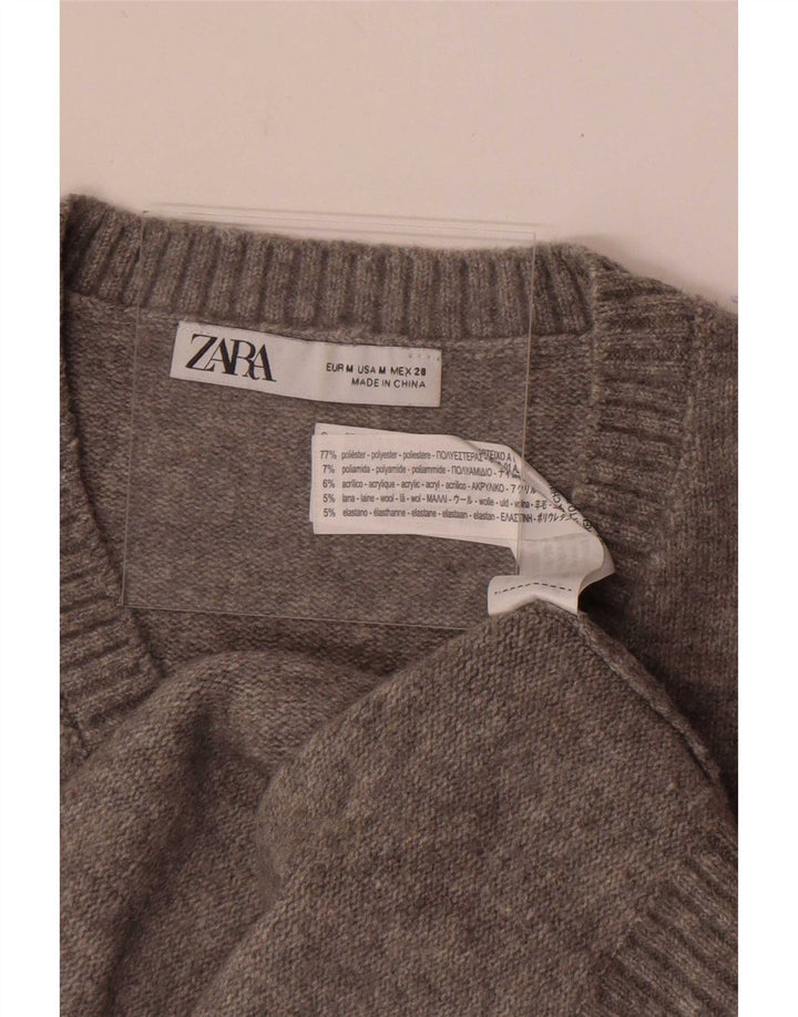 Canotta corta da donna Zara UK 14 Poliestere grigio medio