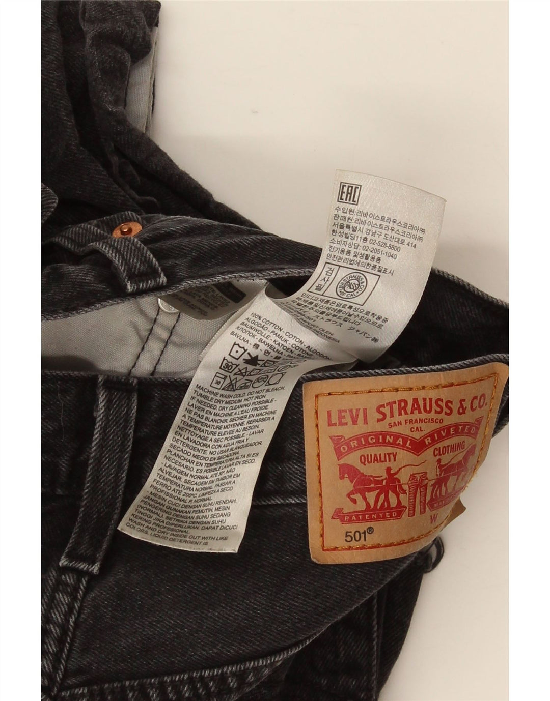 Pantaloncini di jeans Levi's 501 da donna W25 XS in cotone grigio
