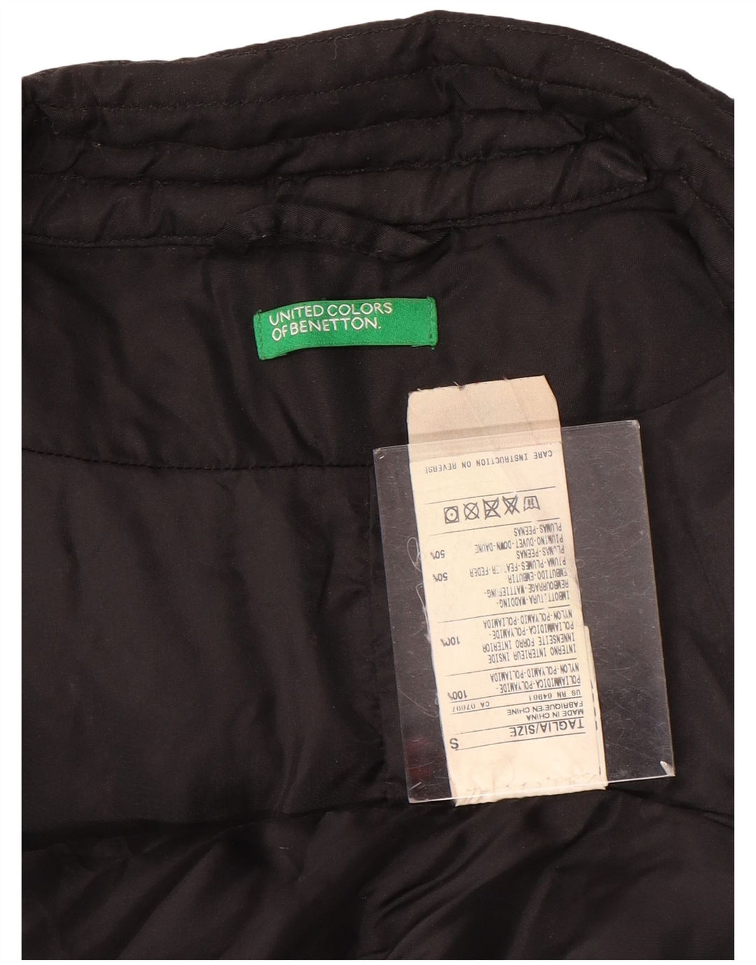 Giacca da motociclista imbottita corta oversize da donna Benetton UK 10 piccola in nylon nero