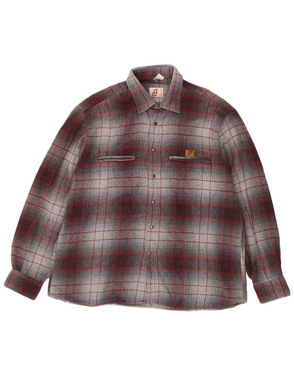 Camicia da uomo in flanella VINTAGE XL a quadri bordeaux