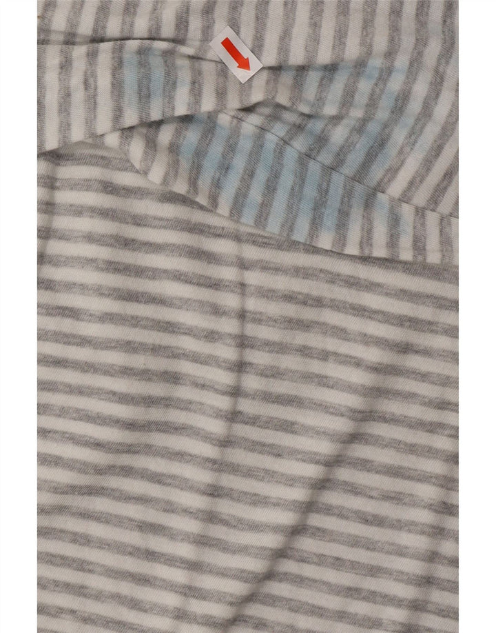 QUIKSILVER Top corto oversize da donna a maniche lunghe UK 14 Grigio medio a righe