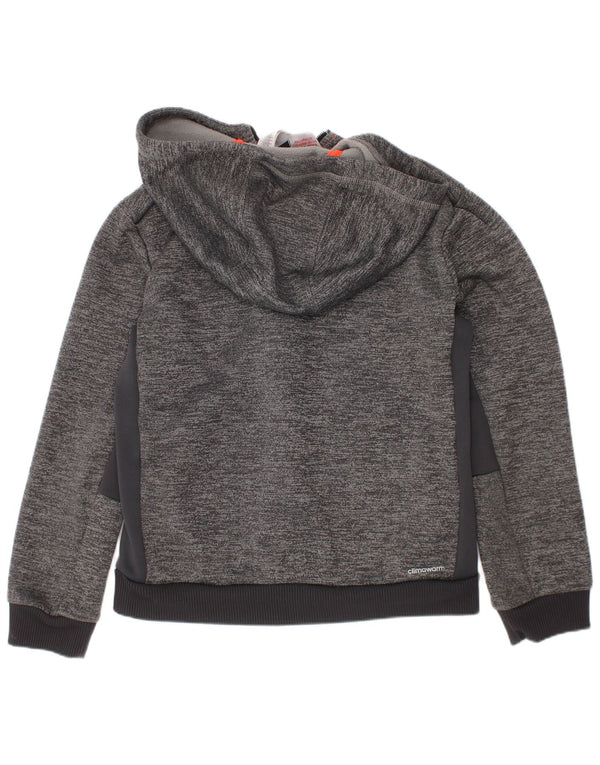 Felpa con cappuccio con zip grafica Adidas Climawarm da ragazzo 9-10 anni grigio chiazzato