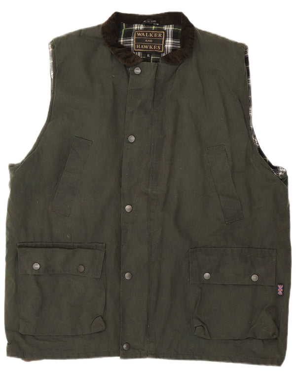 Gilet da uomo in cotone cerato Walker and Hawkes UK 42 XL color kaki