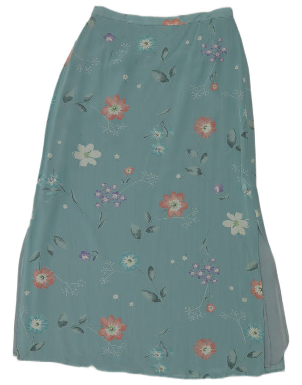 Gonna lunga da donna Laura Ashley UK 14 media W30 viscosa floreale blu