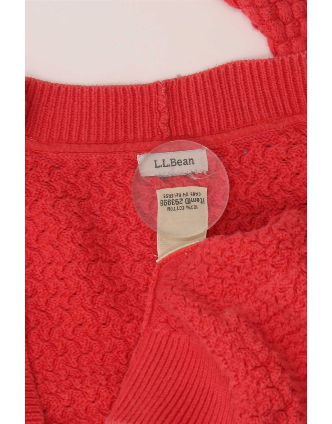 Maglione cardigan aperto da donna L.L.Bean UK 16 grande cotone rosso