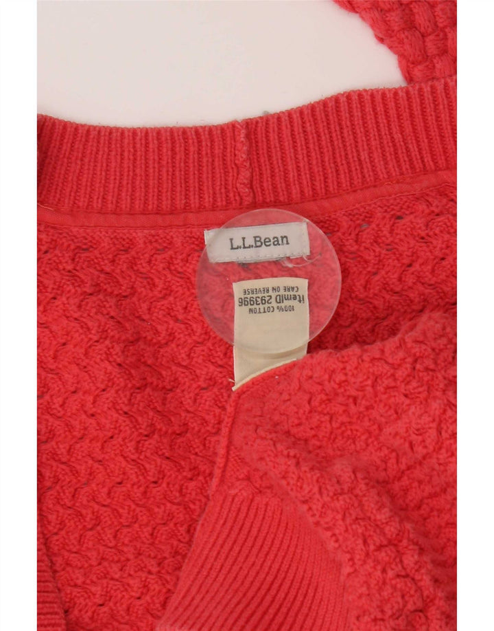 Maglione cardigan aperto da donna L.L.Bean UK 16 grande cotone rosso
