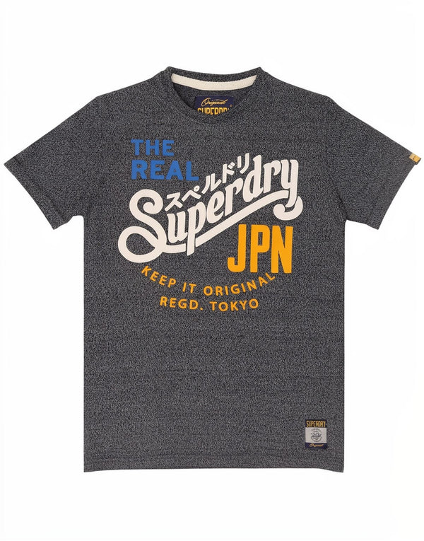 T-shirt grafica da uomo Superdry Top Small in cotone blu navy