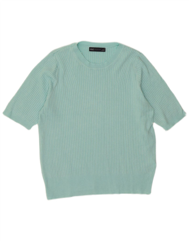 MARKS & SPENCER Womens Crew Neck Jumper Sweater UK 16 Large Turquoise