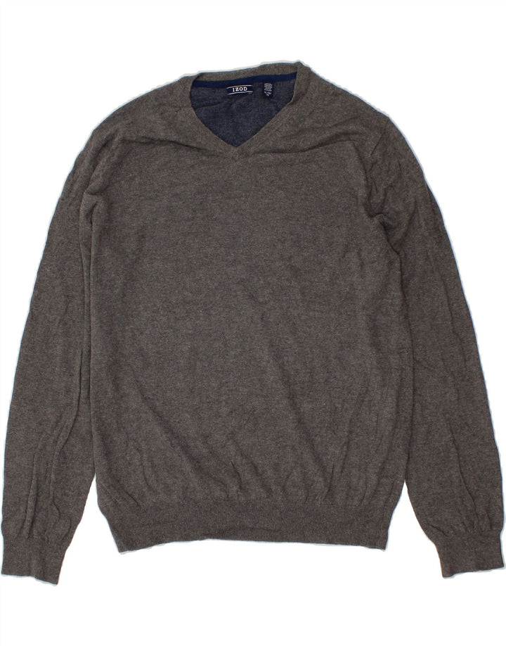 IZOD Mens V-Neck Jumper Sweater XL Grey Cotton Vintage Izod and Second-Hand Izod from Messina Hembry 