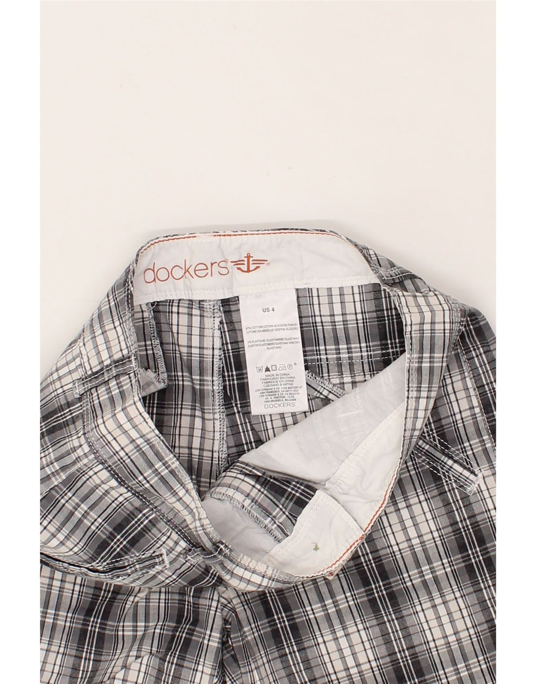 DOCKERS Womens Casual Shorts US 4 Small W27 Grey Check Cotton Vintage Dockers and Second-Hand Dockers from Messina Hembry 