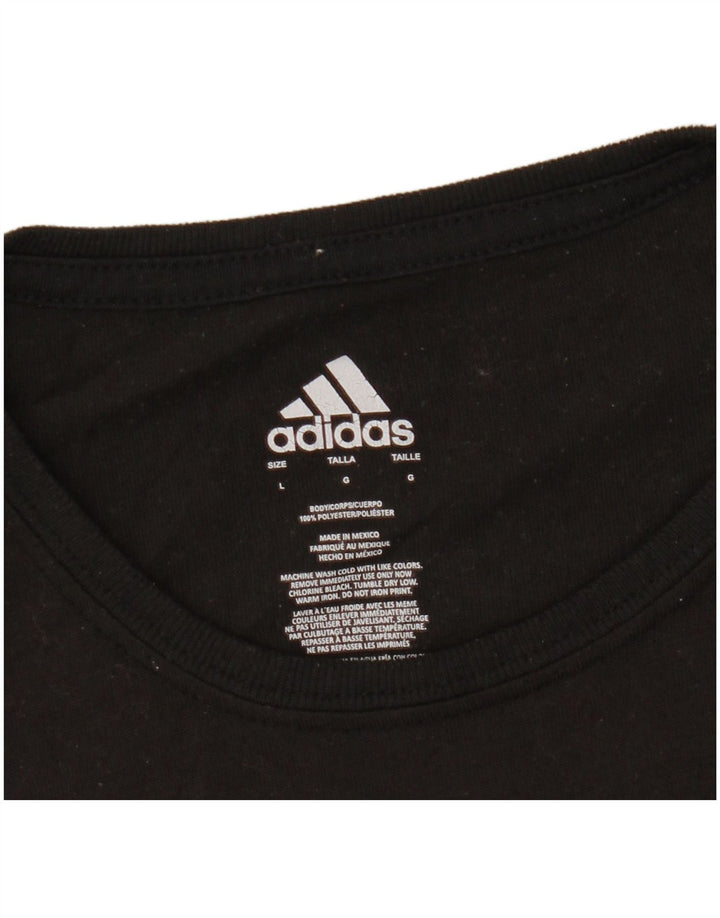 T-shirt grafica da donna ADIDAS Top UK 14 grande poliestere nero