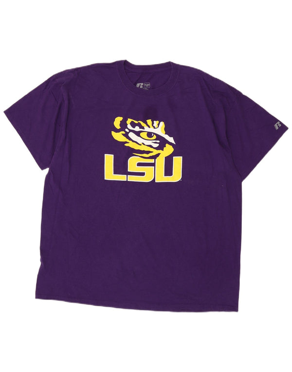 T-shirt da uomo Russell Athletic LSU Tigers Baton Rouge 2XL cotone viola