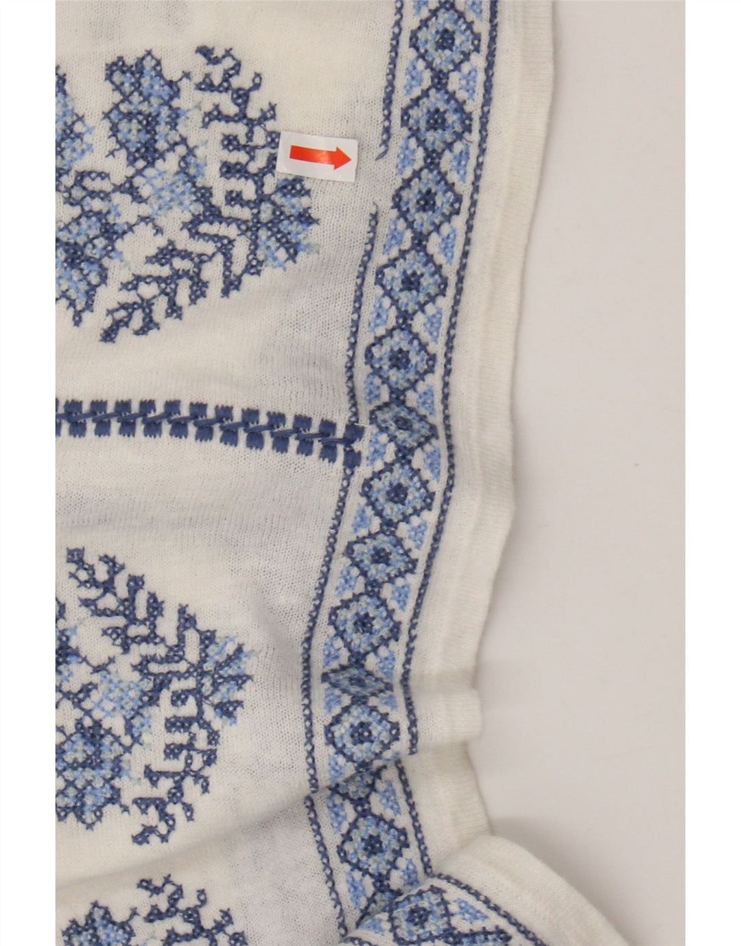 MONSOON Camicetta da donna Top UK 16 Grande lino floreale bianco sporco