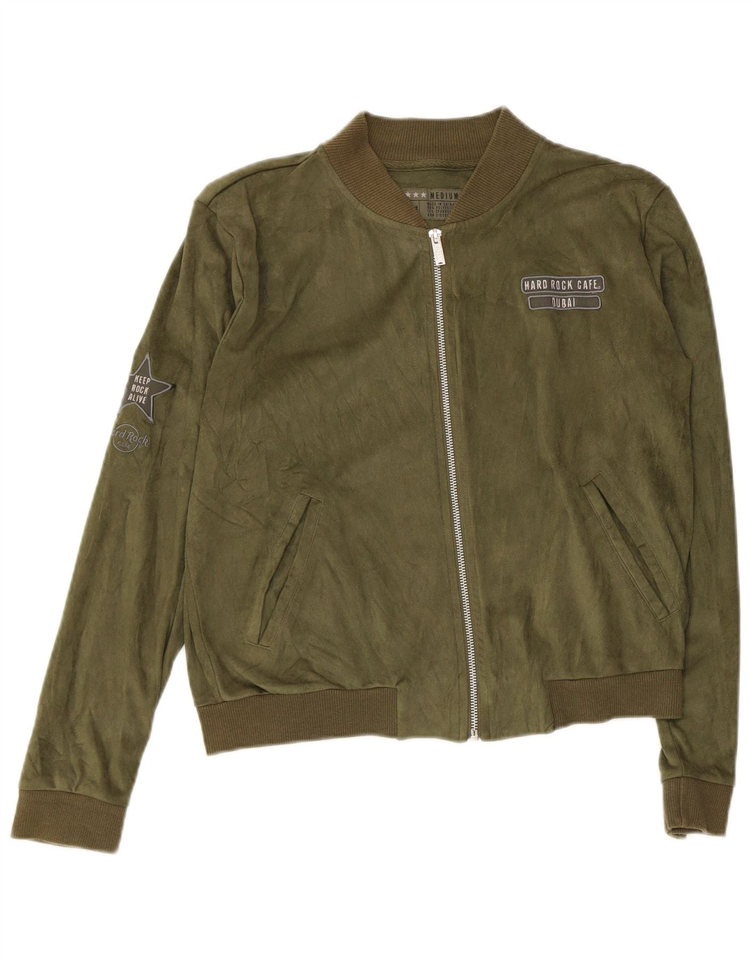 Giubbotto bomber corto da donna Dubai Hard Rock Cafe UK 14 Poliestere verde medio