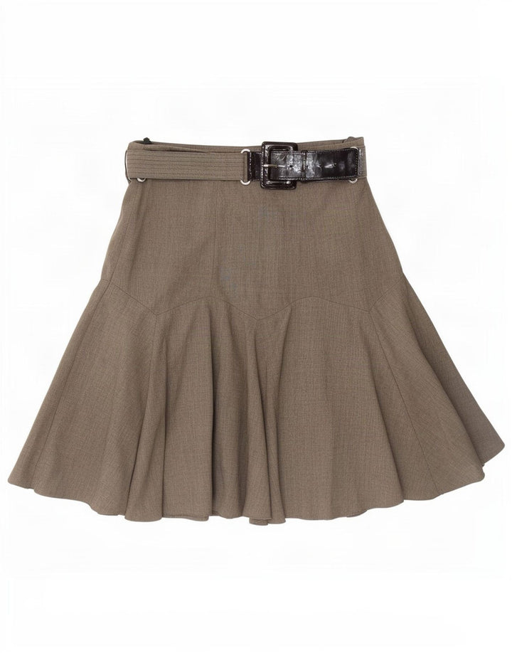 Gonna svasata da donna Marks & Spencer UK 12 media W30 poliestere beige
