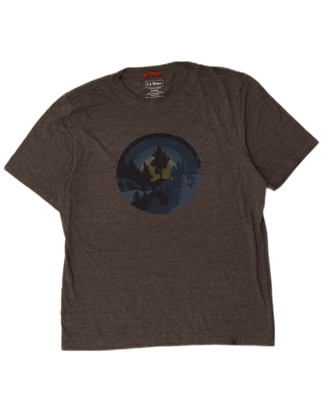 L.L.BEAN T-shirt grafica da uomo leggermente aderente Top piccola grigia chiazzata