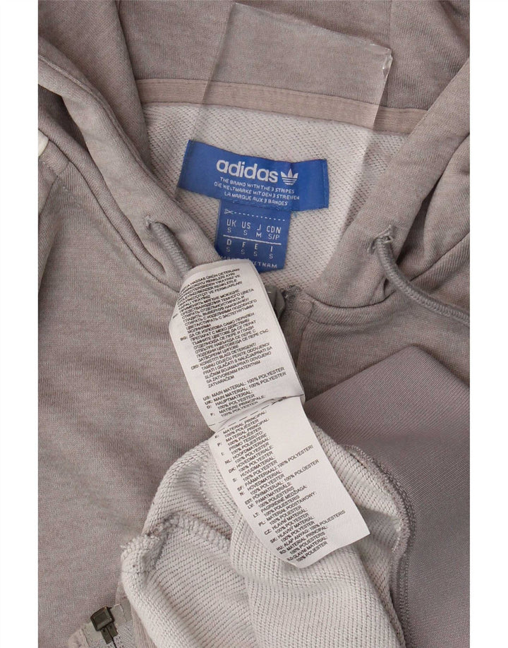 Maglione con cappuccio e zip da uomo Adidas piccolo in poliestere grigio