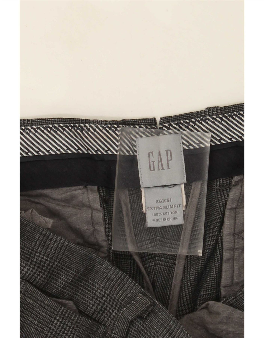 Pantaloni Gap Uomo Extra Sim Fit Chino W34 L32 Cotone a quadri grigi