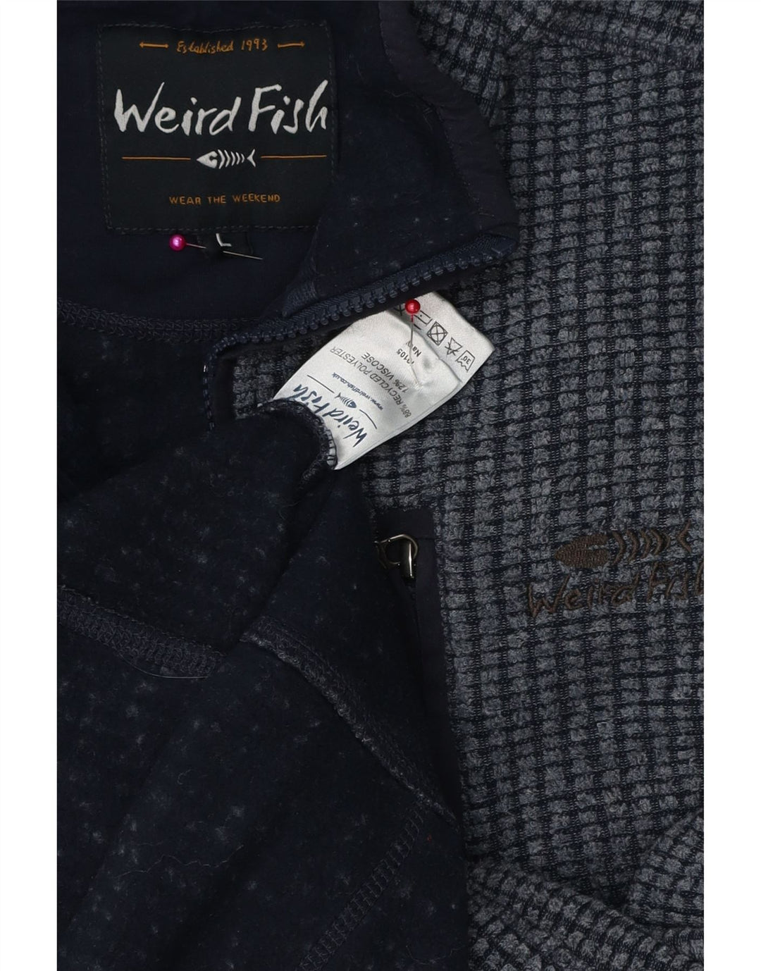 Giacca in pile da uomo Weird Fish grande in poliestere blu navy