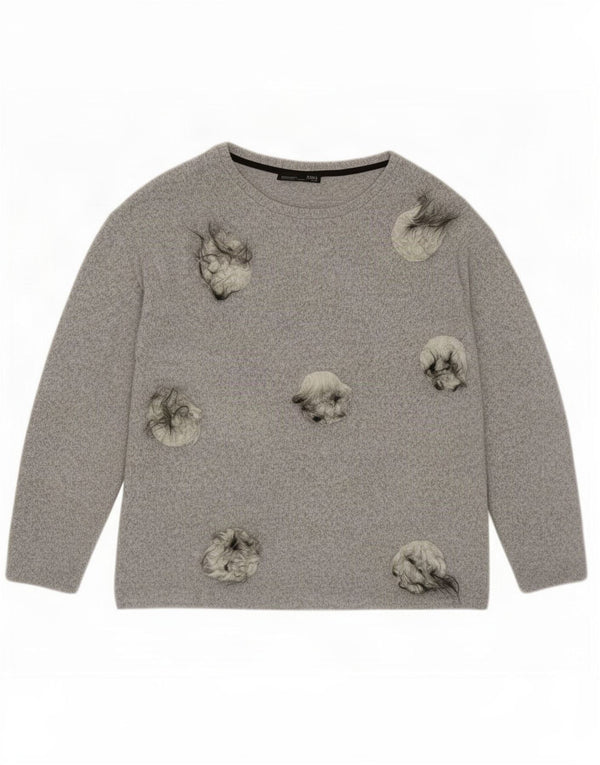 Maglione Zara da donna con scollo a barca UK 10 piccolo grigio screziato
